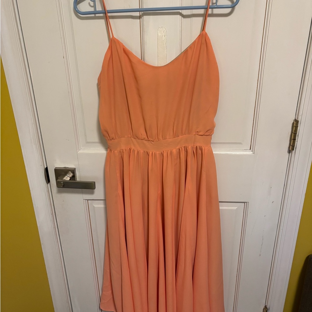 Paper Crown Coral 3/4 length Dress